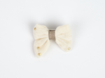 Mini bow tie clip gaze pois or écru