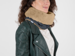 Adult Fur scarf snood gaze pois or marine