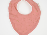 bandana bib gaze pois or rose thé