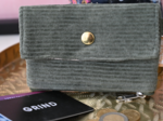 zipper pouch card purse velours côtelé kaki