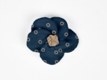 Flower petal hair slide small  bulle bronze marine