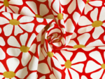 Cotton fabric ex2524 red petals gold heart