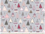 Cotton fabric ex2484 pink gray fir trees