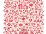 Cotton fabric ex2554 christmas red ecru jumble