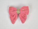 Mini bow tie clip gaze pois or rose sorbet