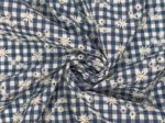 Cotton fabric navy embroidered gingham