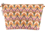 Cosmetic bag with flap ikat ocre