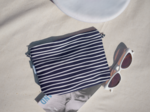 Coton clutch bag striped  ivory navy