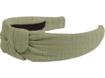 Large Crossed Headband almond green with golden dots gauze