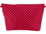 Cosmetic bag with flap red spots