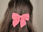 Bow tie hair slide gaze pois or rose sorbet