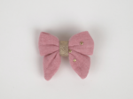 Mini bow tie clip gaze pois or rose thé