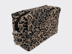 Rectangular toiletry bag mocha quilted leopard