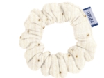 Mini Scrunchie gaze pois or écru