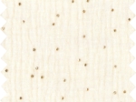 Cotton Fabric gaze pois or écru