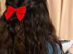 Bow tie hair slide red