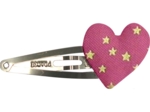 Heart hair-clips fuchsia gold star
