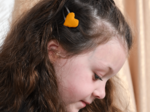 Heart hair-clips ochre