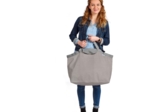 Tote bag with a zip light grey spots