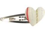 Heart hair-clips silver pink striped