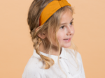 Large Crossed Headband gaze dentelle ocre