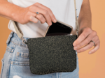 Tiny coton clutch bag glitter black