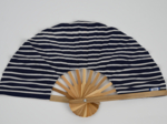 Hand-held fan striped  ivory navy