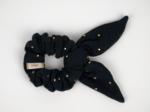 Bunny ear Scrunchie gaze pois or noir