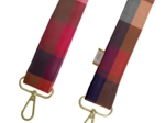 Narrow shoulder strap ruby lurex tartan