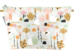 Cosmetic bag with flap water green rabbit