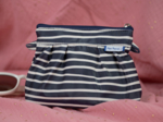 Mini Pleated clutch bag striped  ivory navy