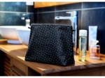 Cosmetic bag with flap silver straw jeans
