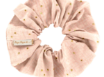 Scrunchie gaze pois or rose