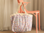 Pleated tote bag - Medium size comptine enchantée rose