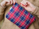 Coton clutch bag tartan rouge