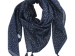 Pom pom scarf navy gold star
