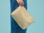 Cosmetic bag with flap gold large corduroy