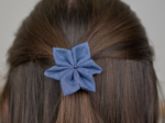 Star flower hairslide light denim