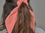 Short tail scrunchie neon orange gingham