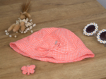Sun Hat for baby neon orange gingham