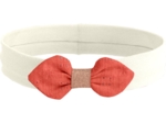 Jersey knit baby headband gaze dentelle corail