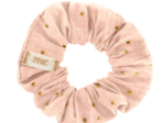 Small scrunchie gaze pois or rose