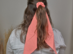 Long tail scrunchie neon orange gingham