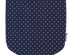 Flap of small shoulder bag navy blue spots
