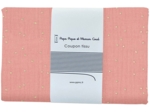 1 m fabric coupon gaze pois or rose thé