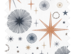 Cotton fabric copper stars gold blue white