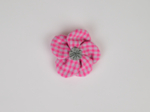 Flower petal hair slide small  neon pink gingham