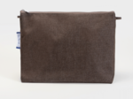 Cosmetic bag with flap chocolate denim