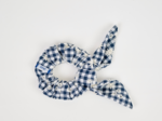 Bunny ear Scrunchie navy embroidered gingham