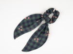 Short tail scrunchie tartan fleuri